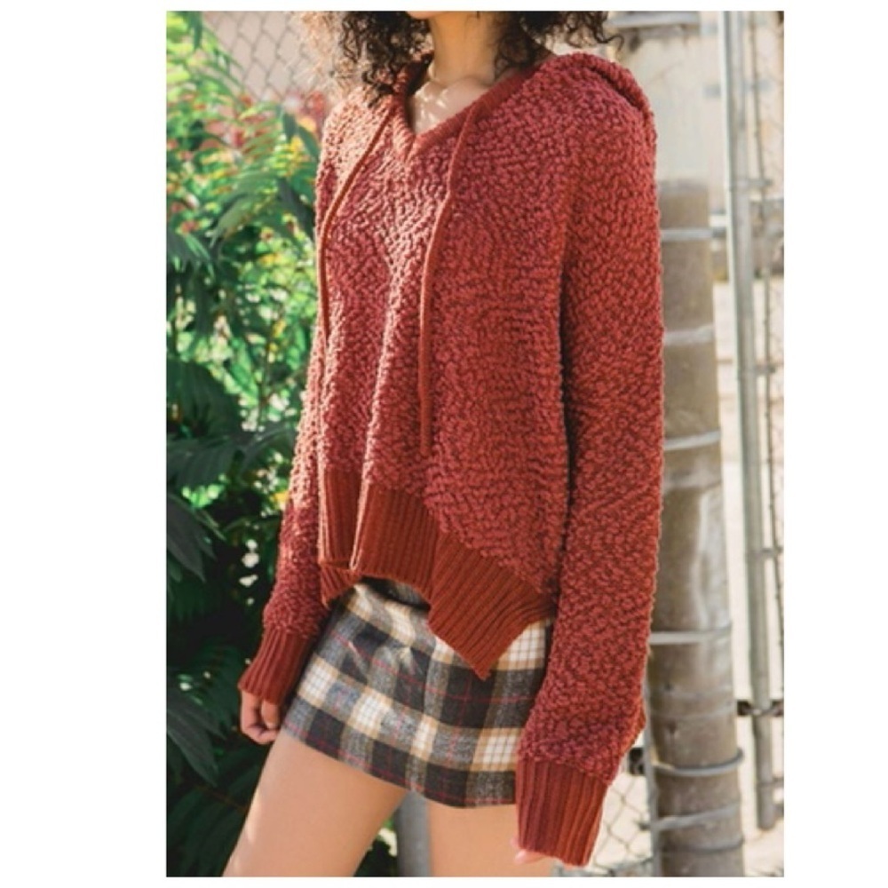 Pol popcorn‎ ALPACA TEXTURED HOODIE burnt orange pol15a